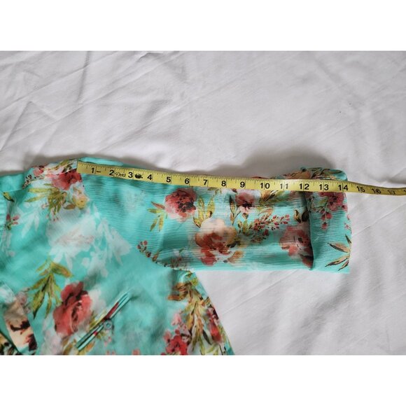 KUT From The Kloth Women's Blue Floral Long Sleeve Chiffon Blouse Size Medium - Picture 8 of 10